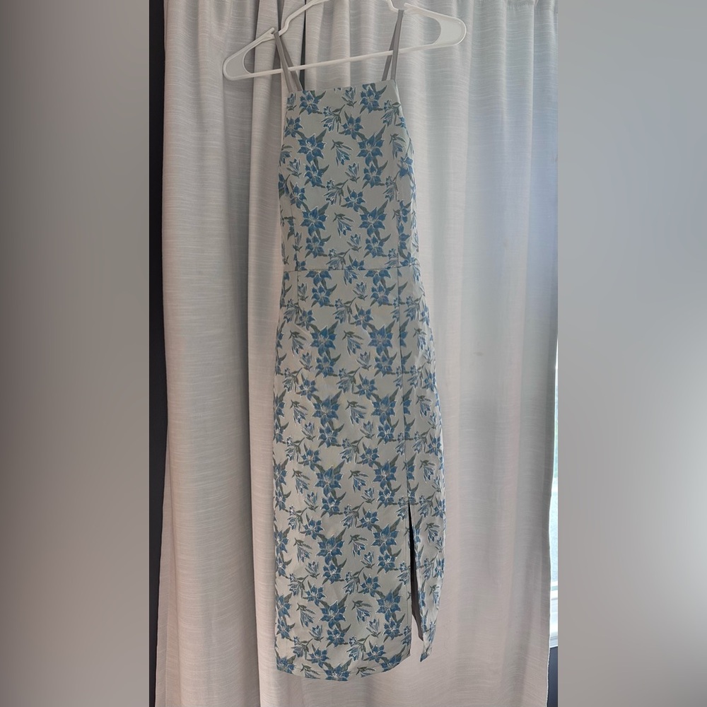 Floral Blue Midi Dress